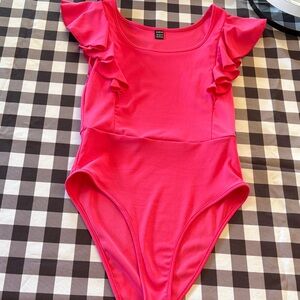 SHEIN Hot Pink Ruffled Bodysuit
